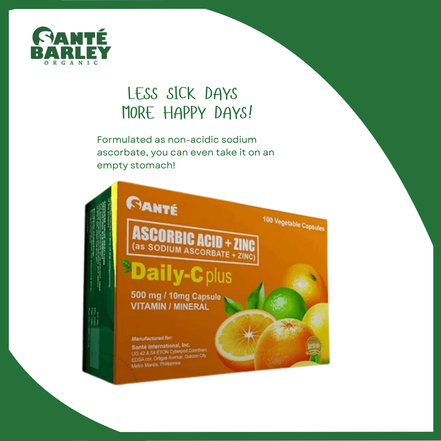 Sante' Daily-C Plus - (sodium ascorbate with zinc. Non acidic)